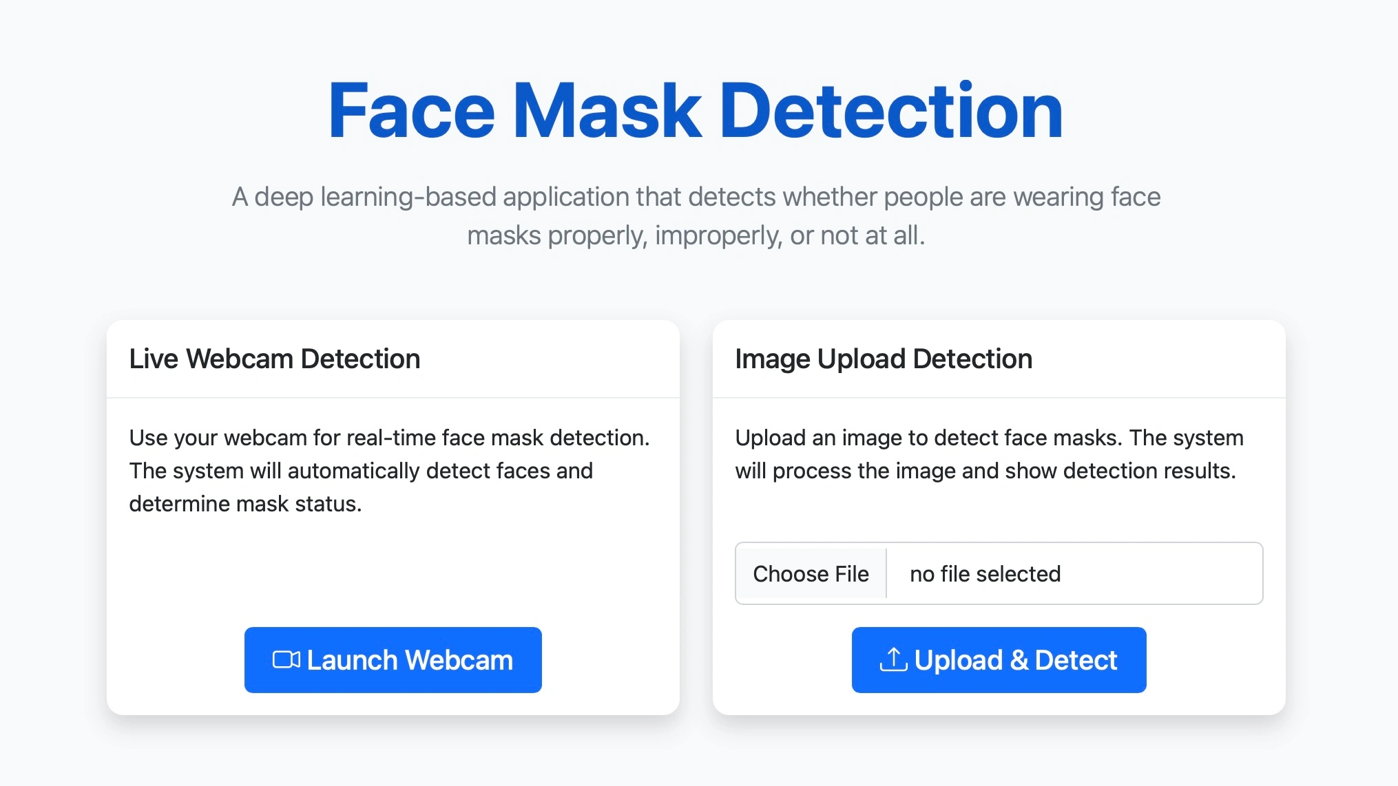 Screenshot of Face Mask Detection Project