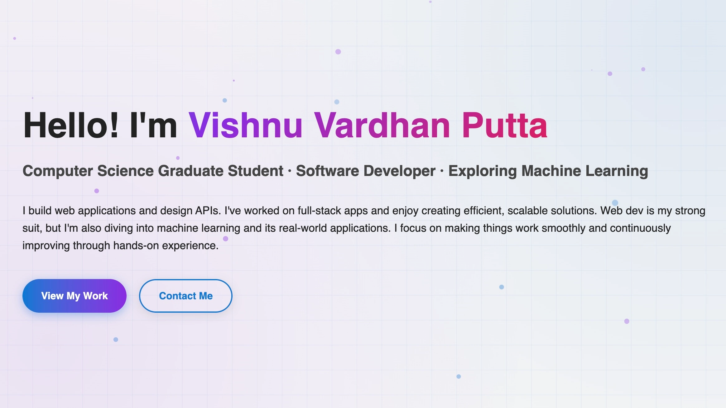 Screenshot of Portfolio Project